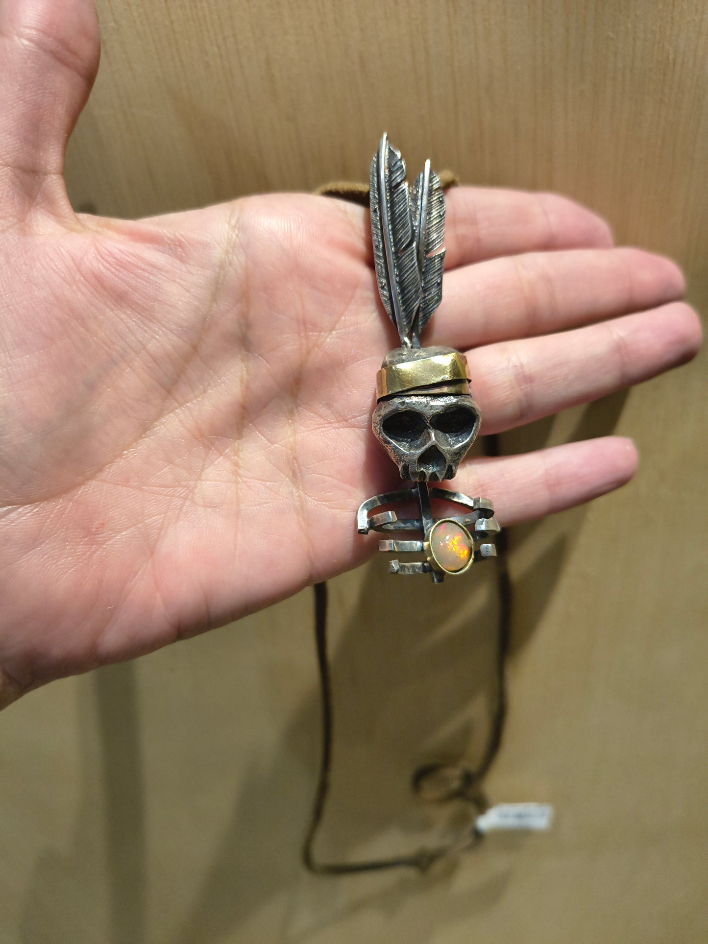 Silver Skeleton with 14K Gold Headband and Opal by Bad Bronc