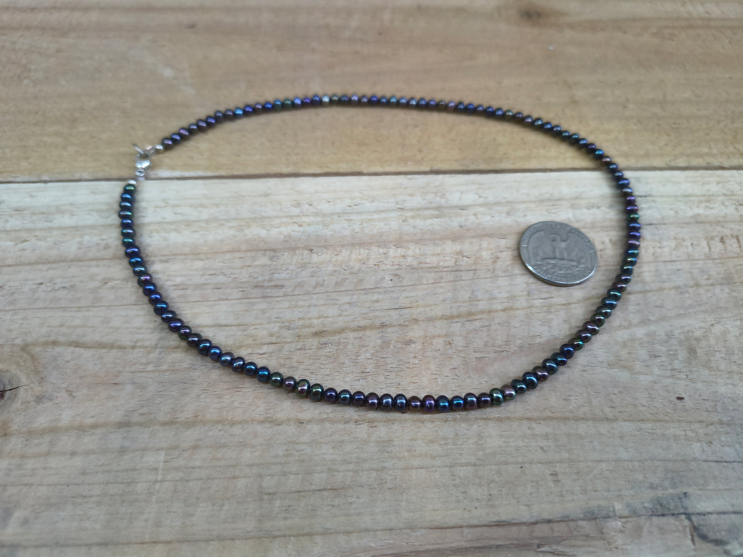 18" 4mm  Peacock Freshwater Pearl Necklace