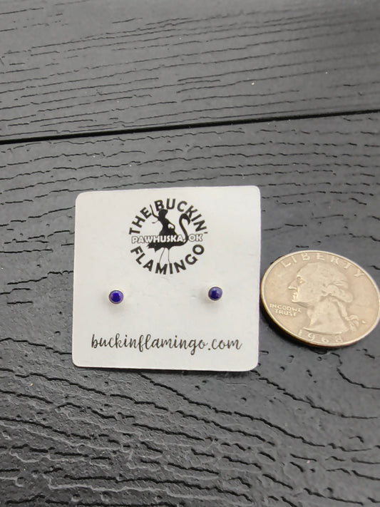 Small Blue Lapis 3 mm Post Earrings