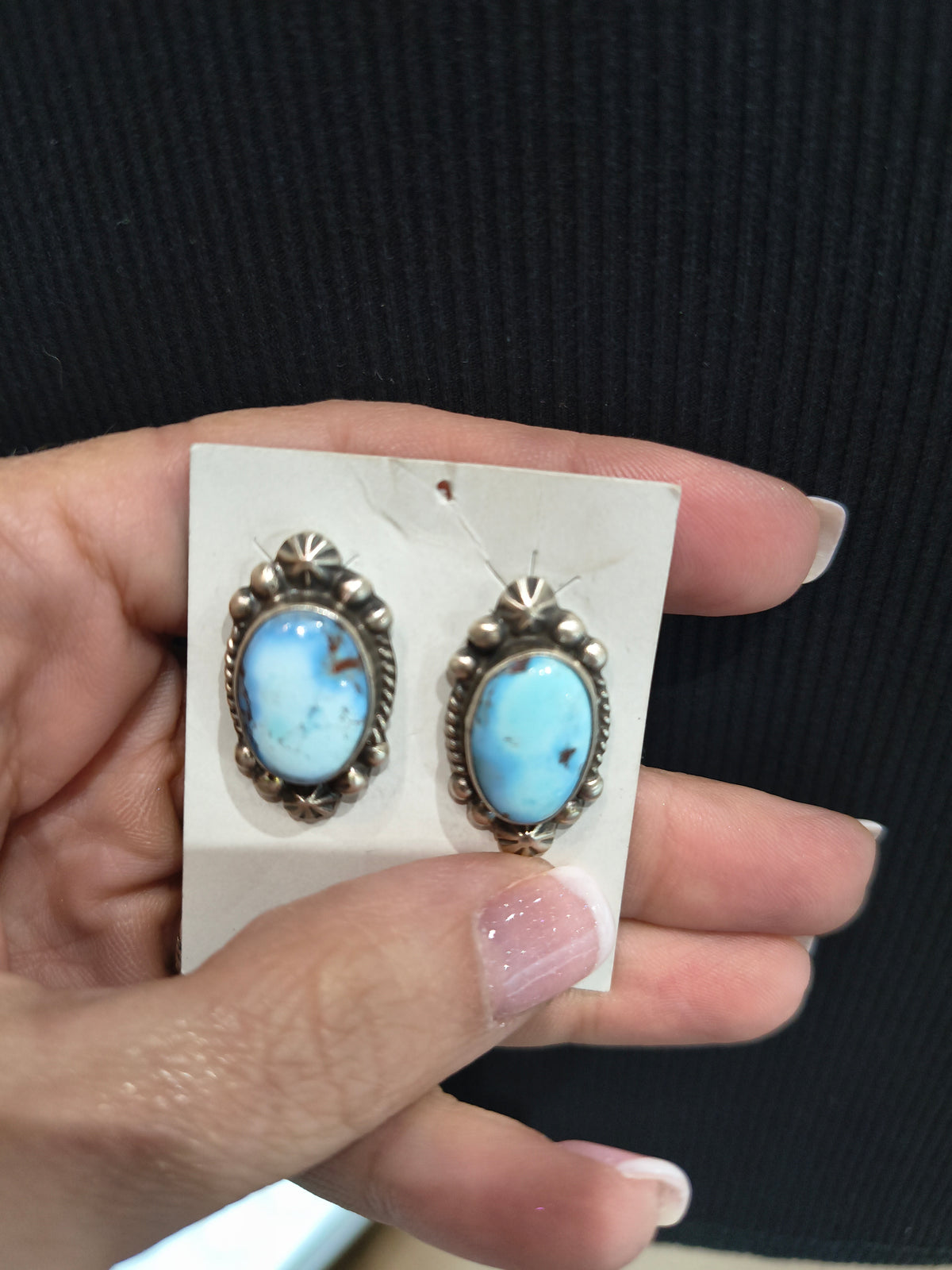 26" Golden Hills Turquoise Squash Blossom Necklace and Earring Set by Elouise Kee, Navajo
