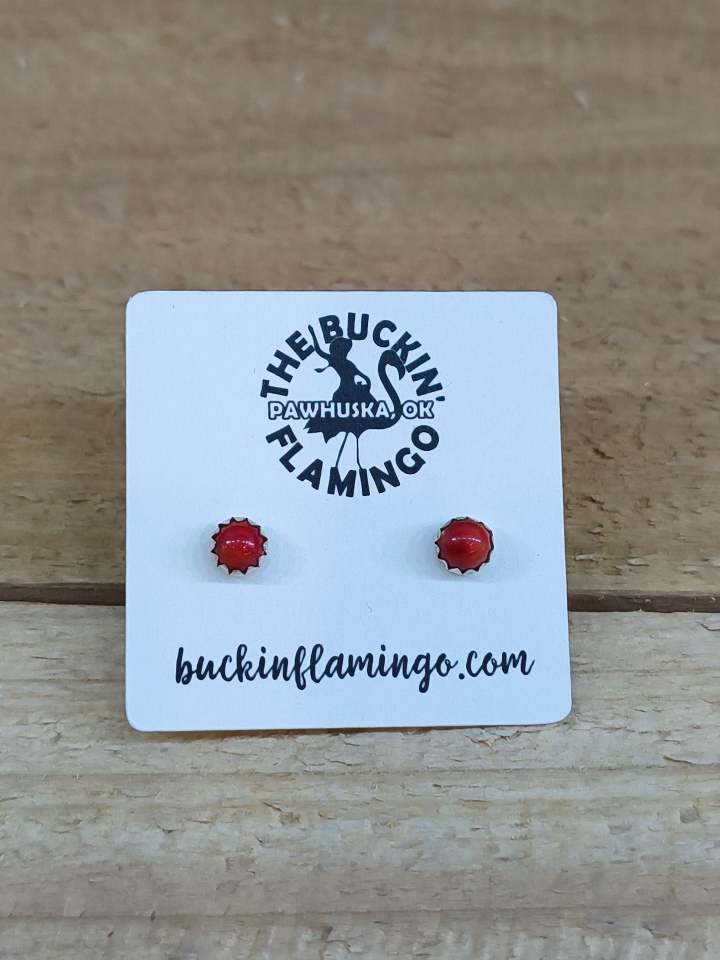 5mm Red Coral Pronged Stud Earrings