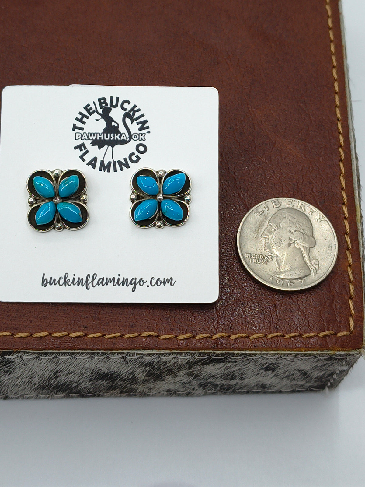 Turquoise Earrings by Kenneth Natewa & Velda Cachini, Zuni