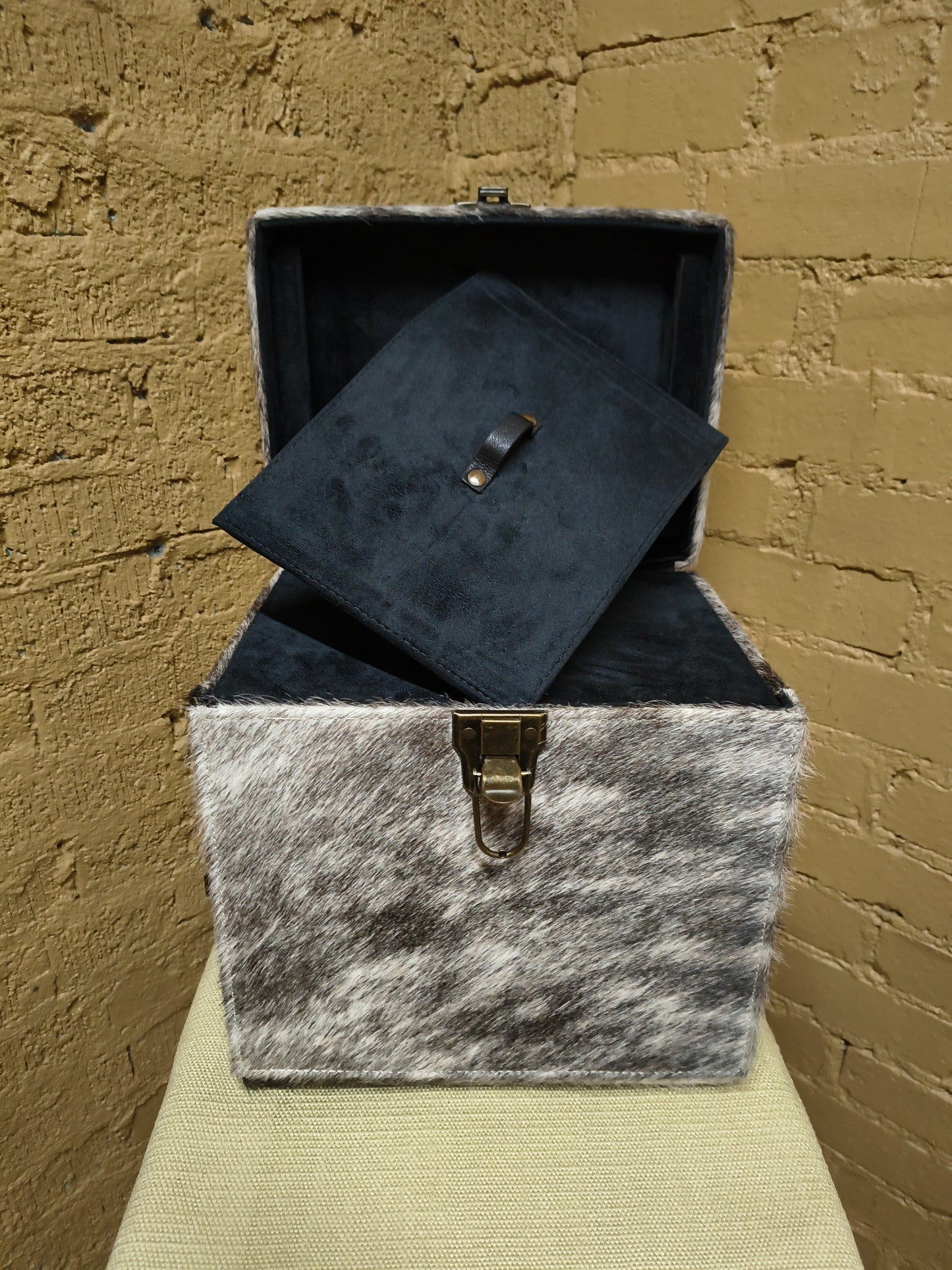Cowhide Train Case Jewelry Box