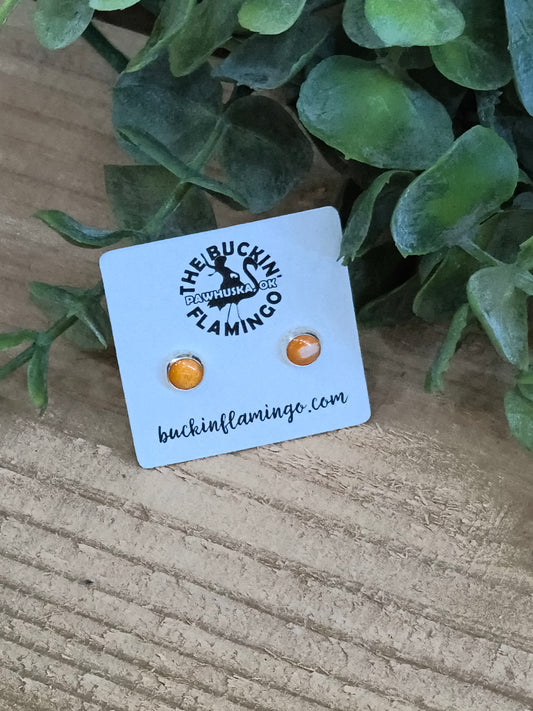 6.5mm Orange Spiny Oyster Shell Post Earrings