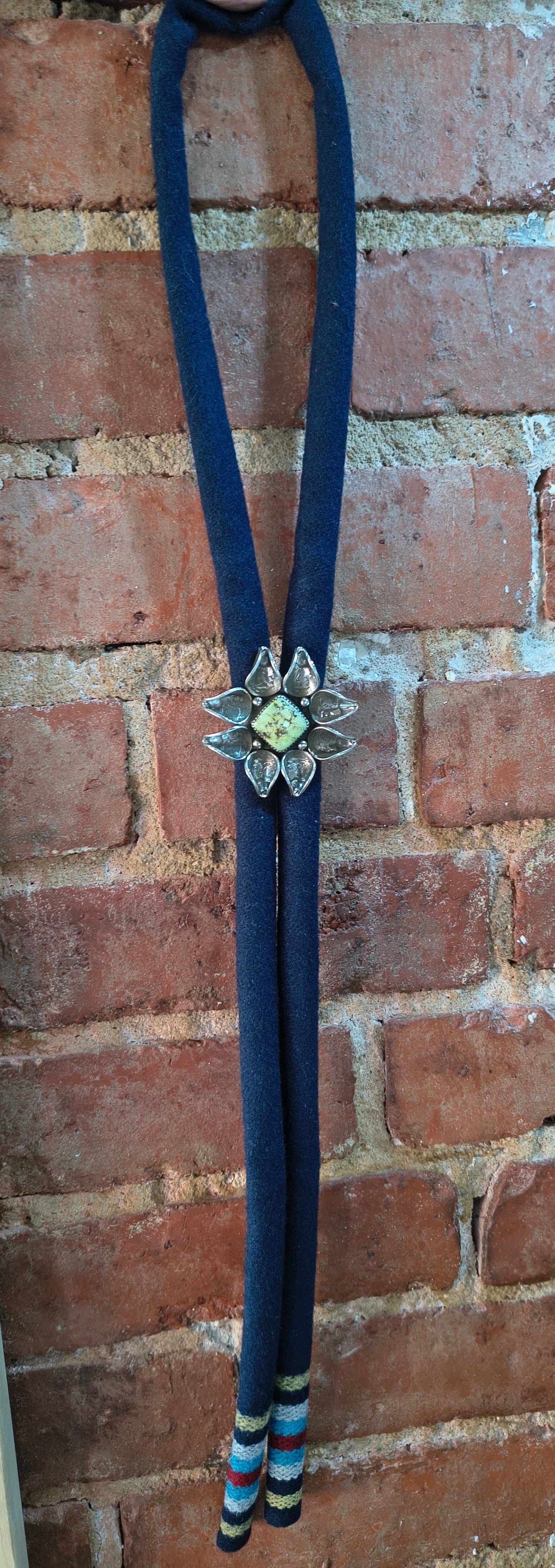 Palomino Turquoise Mercury Dime Bolo Tie by James Begay, Jr., Navajo