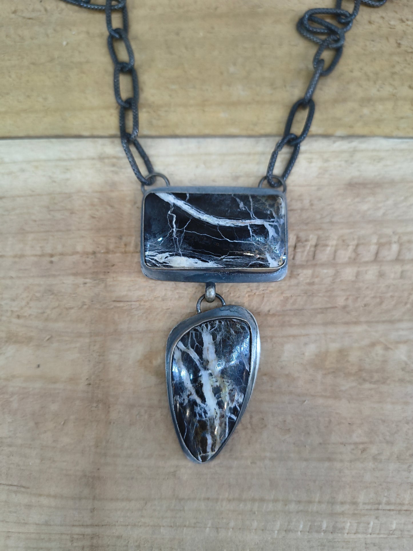 20" White Buffalo Two Stone Necklace