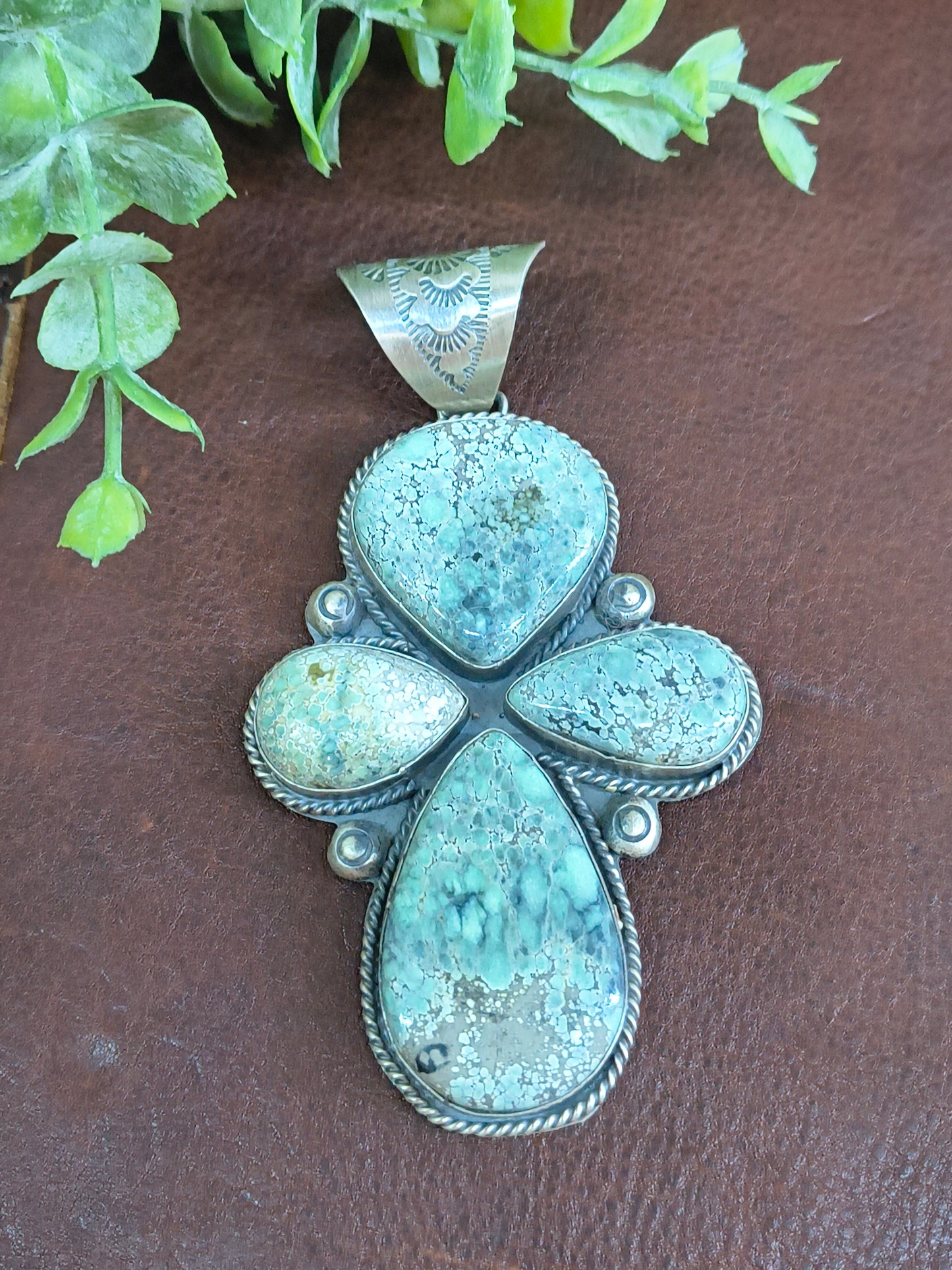 4 Stone Tree Frog Turquoise Pendant with a 12.7mm Bail by Boyd Ashley, Navajo