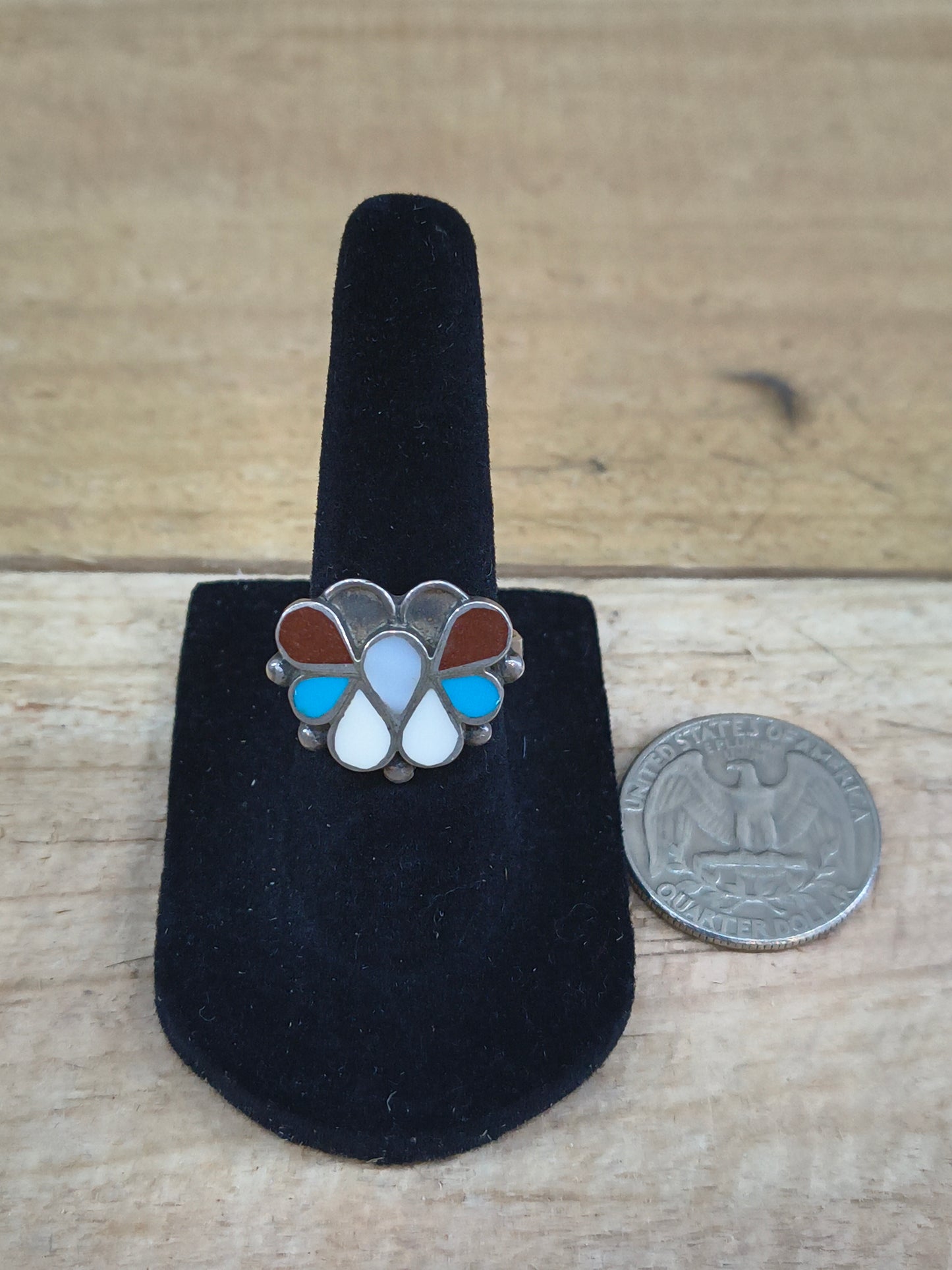 6.5 Multi Stone Inlay Butterfly Ring, Zuni