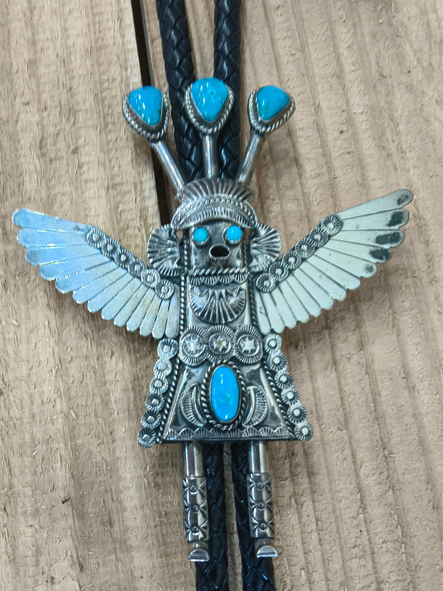 Kachina Bolo with Turquoise by Garrett Hale, Navajo