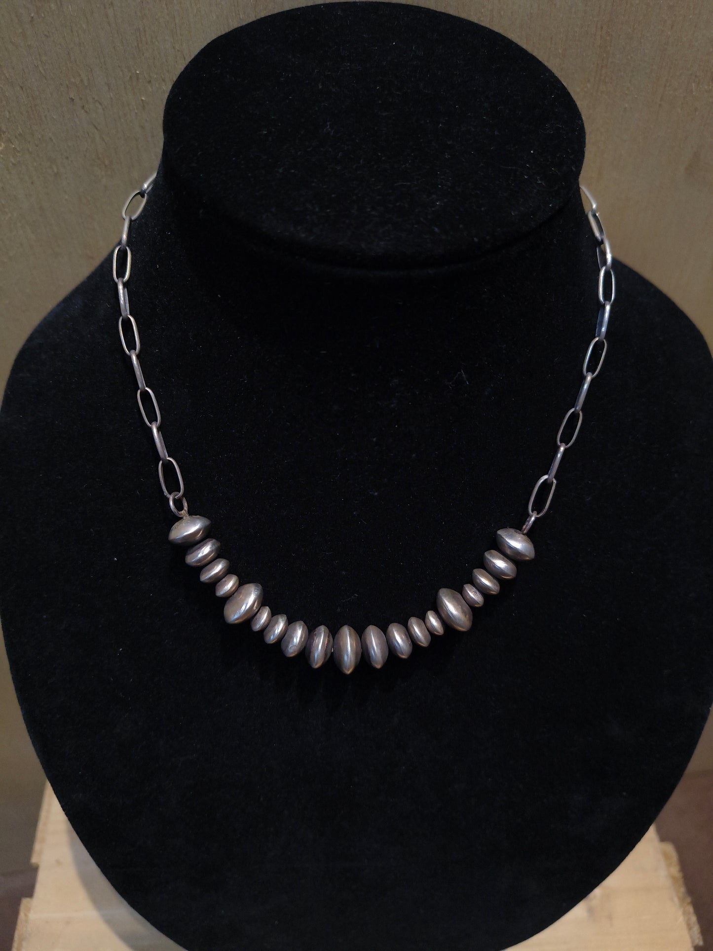 17" Handmade Navajo Pearl and Paperclip Necklace by James Begay, Jr., Navajo