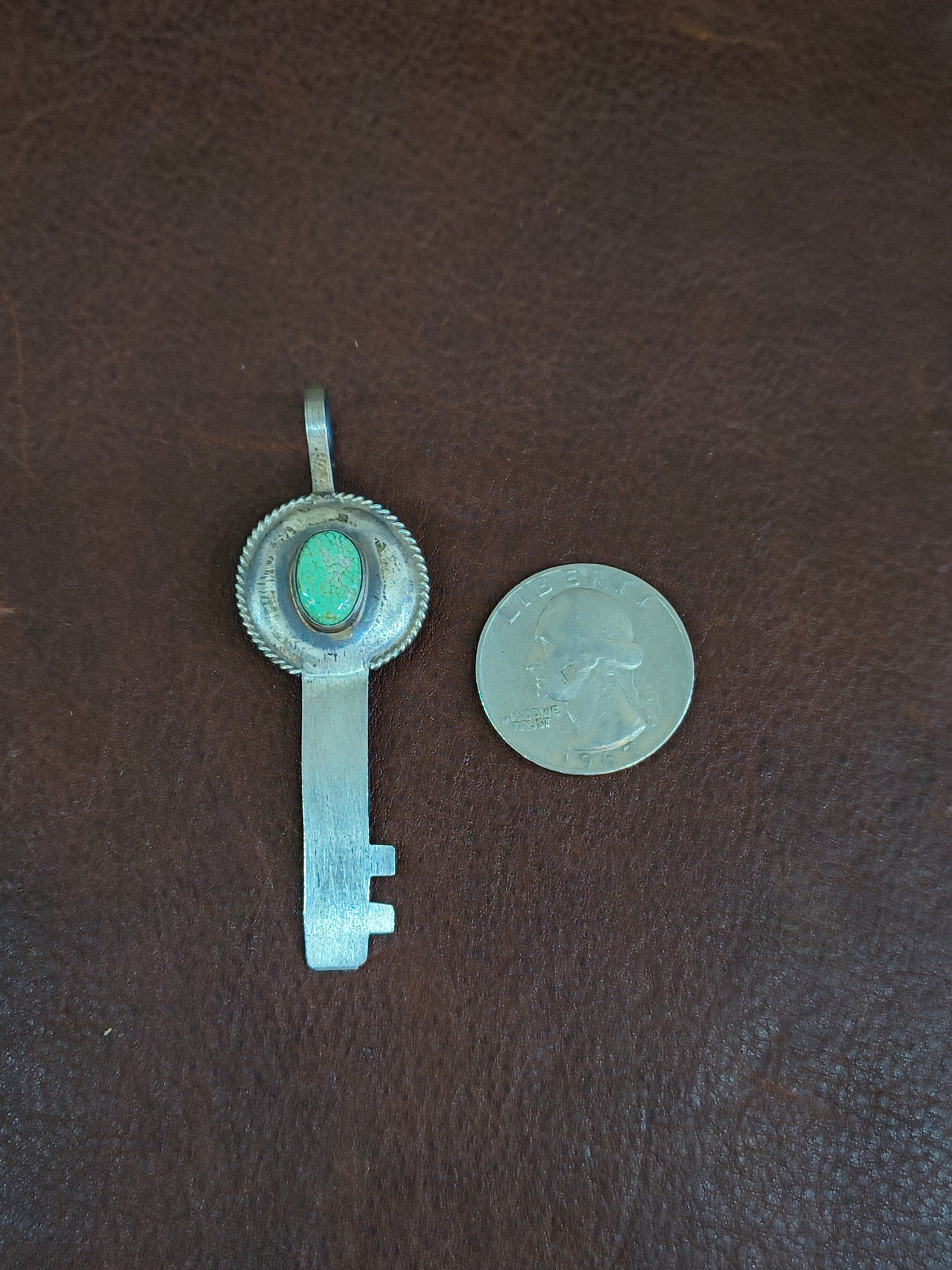 Key-Thunder Mountain Turquoise Pendant 8mm Bail by Scott Skeets, Navajo
