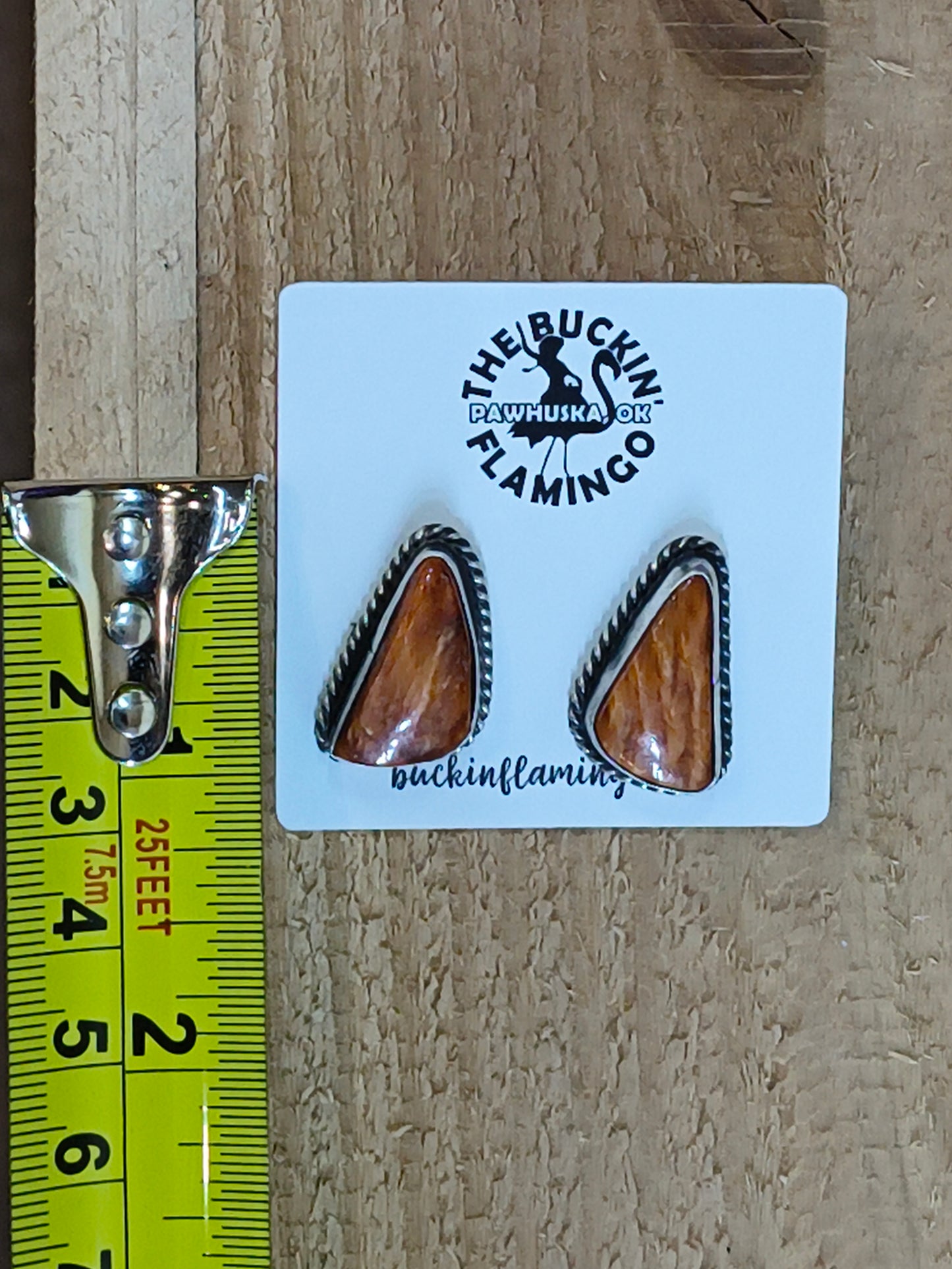 Spiny Oyster Shell Post Earrings by Chassity Belone, Navajo