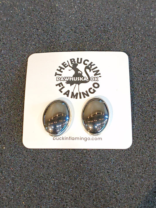 Hematite 15 mm Oval Post Earrings