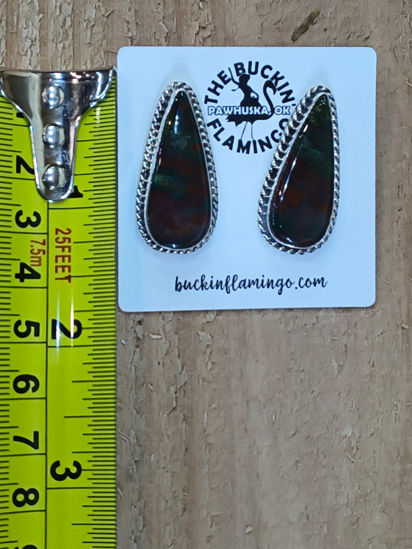 Bloodstone Teardrop Post Earring by Shirley Henry, Navajo