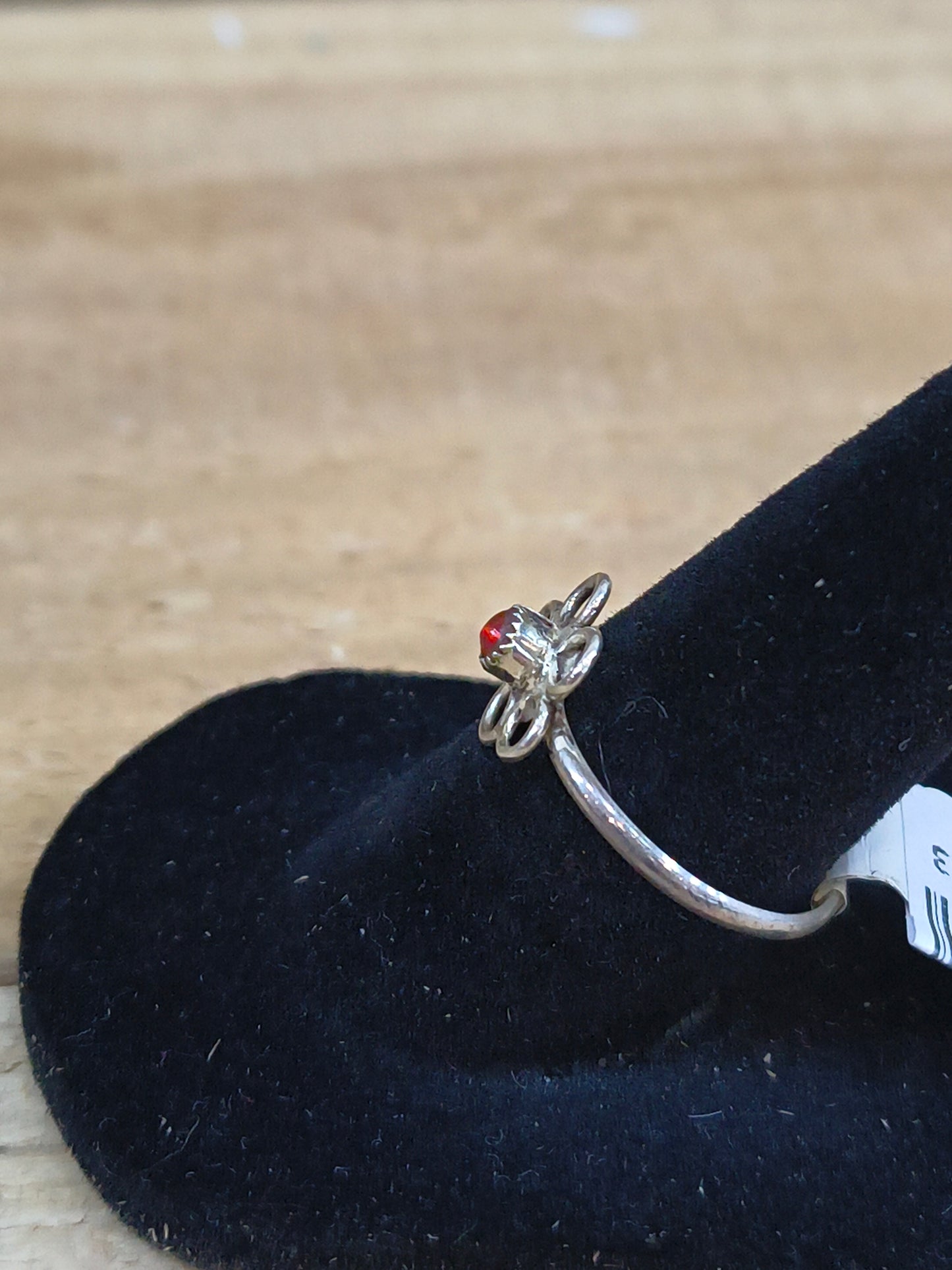 7.0 Tiny Red Opal Flower Ring