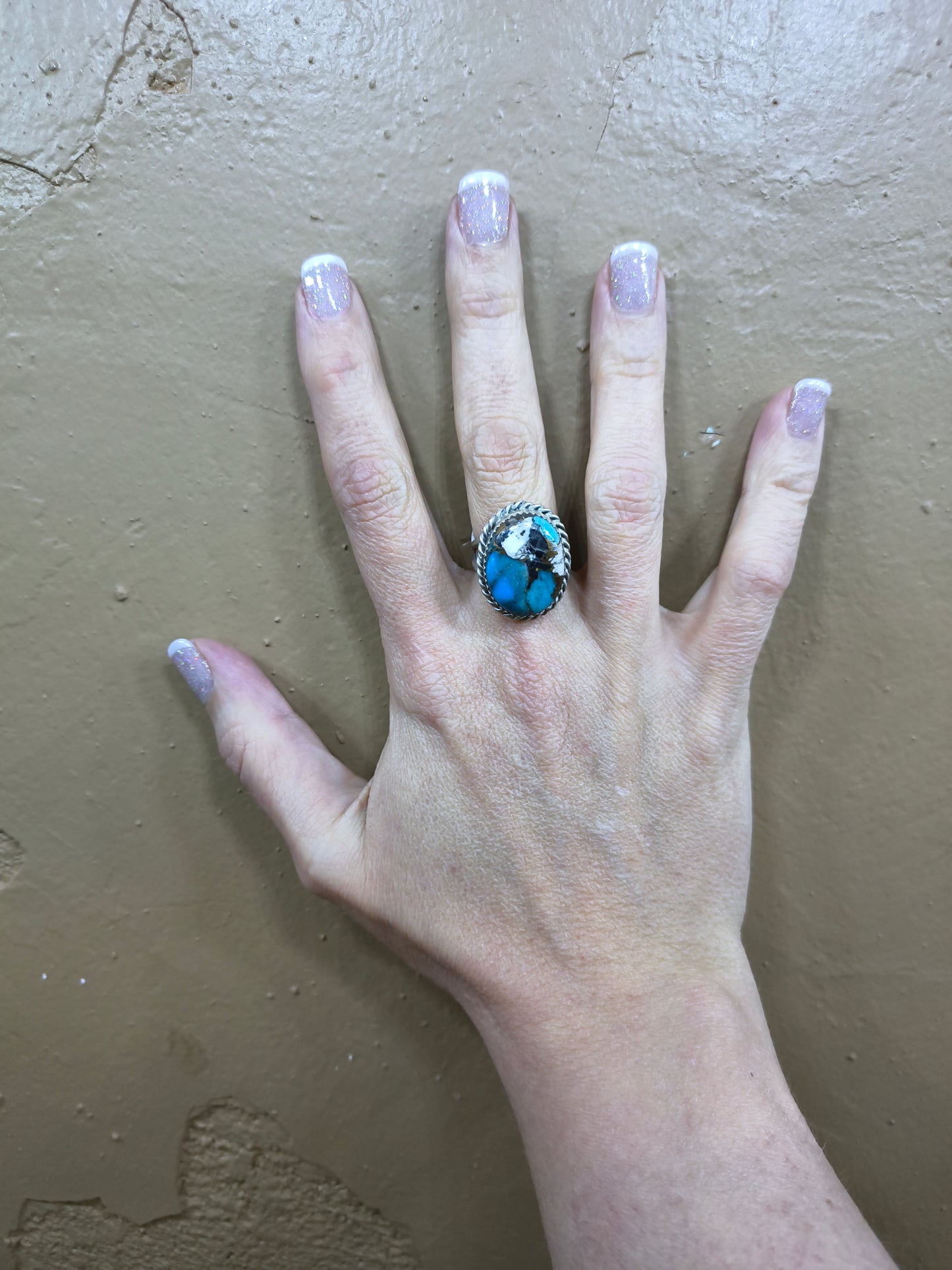 8.0 Kingman Krush Oval Ring by Clifton Davis, Navajo