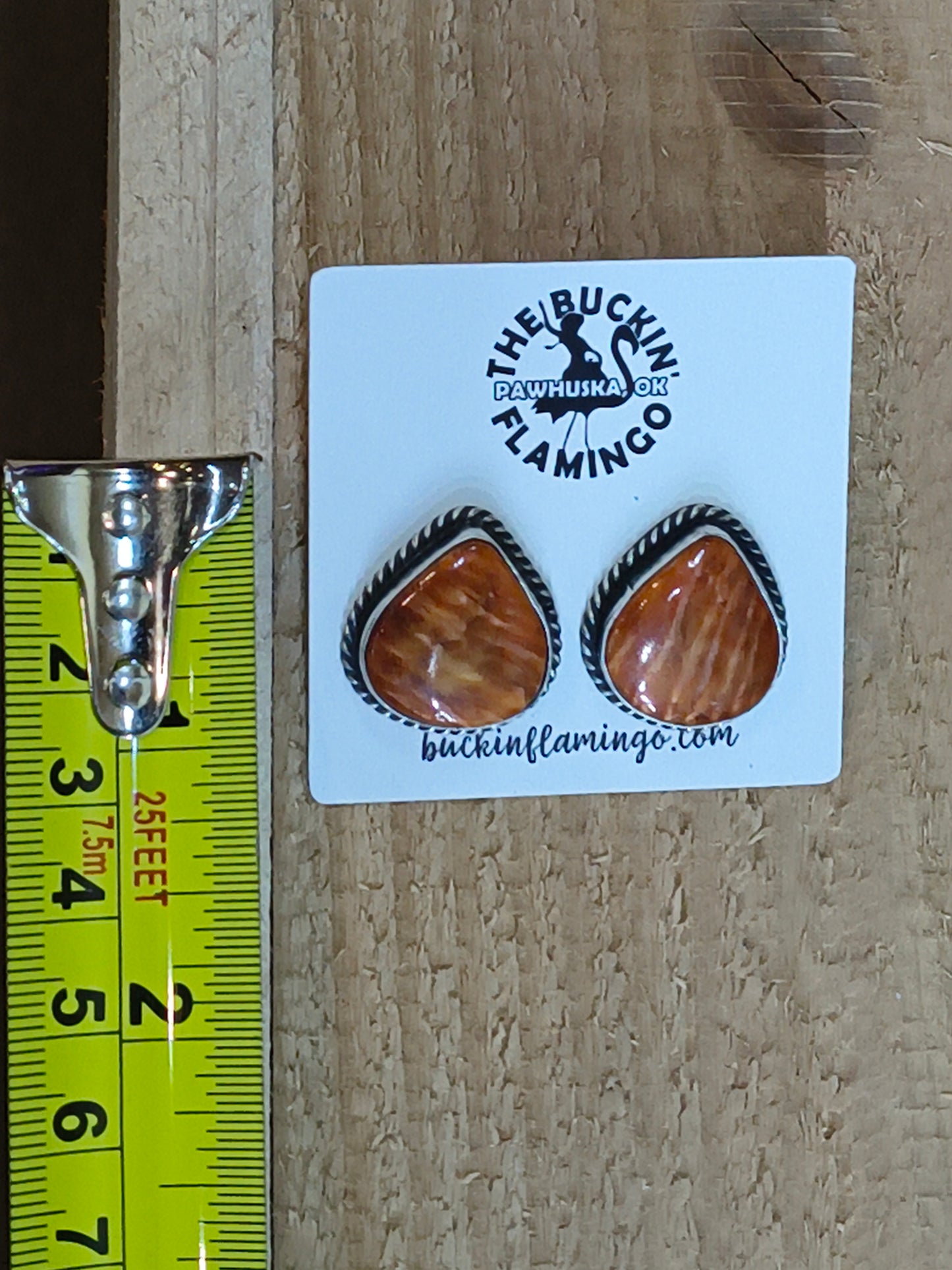 Spiny Oyster Shell Post Earrings by Chassity Belone, Navajo