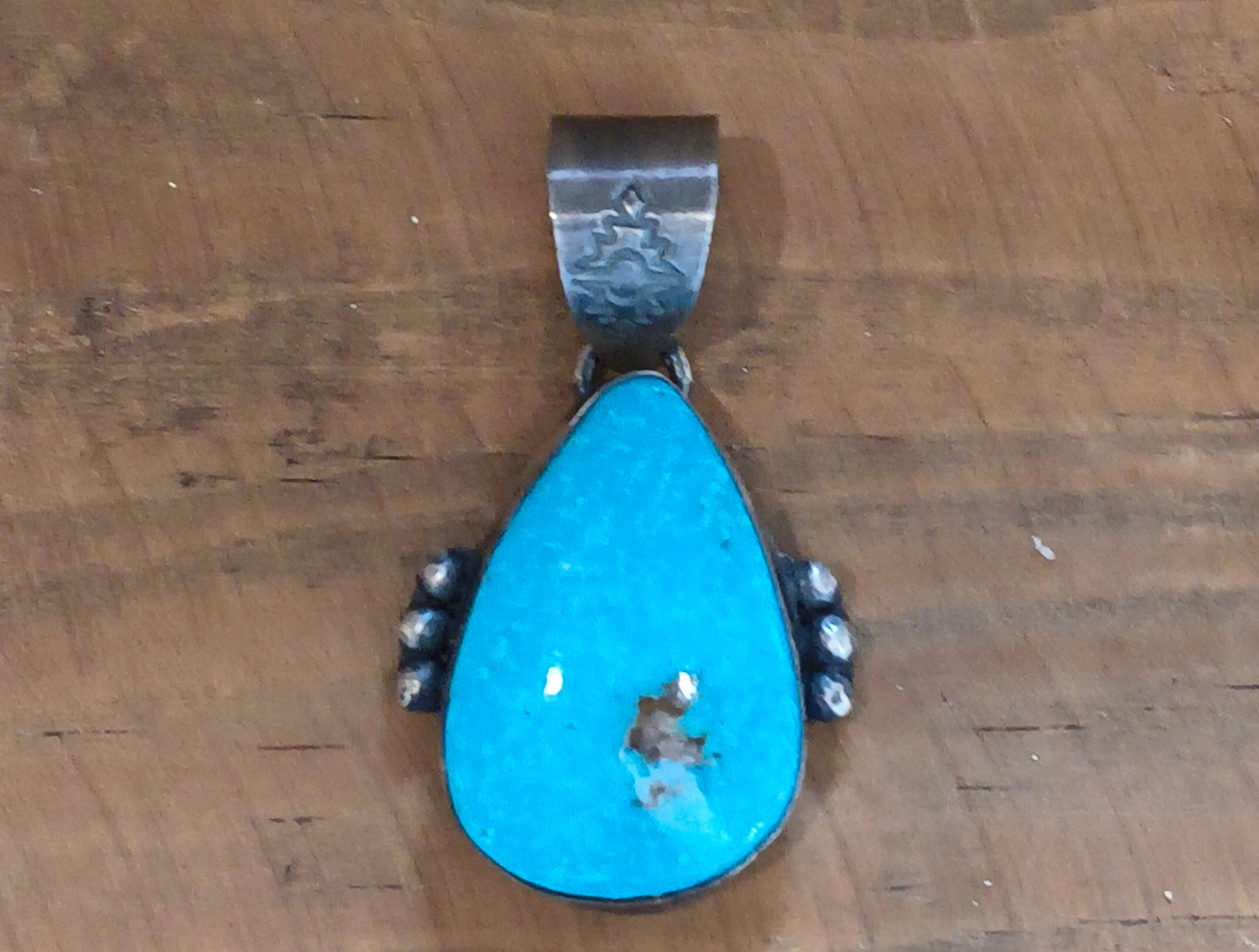 Turquoise Teardrop Pendant 11 mm Bail by Steven Nez, Navajo