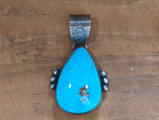 Turquoise Teardrop Pendant 11 mm Bail by Steven Nez, Navajo