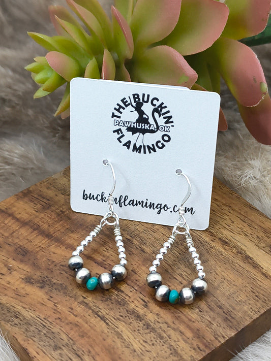 Tiny Teardrop Dangle with Turquoise Earrings