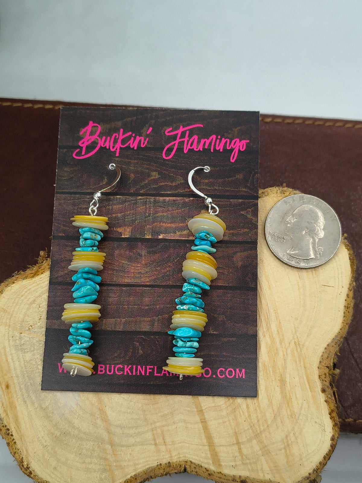 Turquoise & Shell Earrings by Marion Nez, Navajo