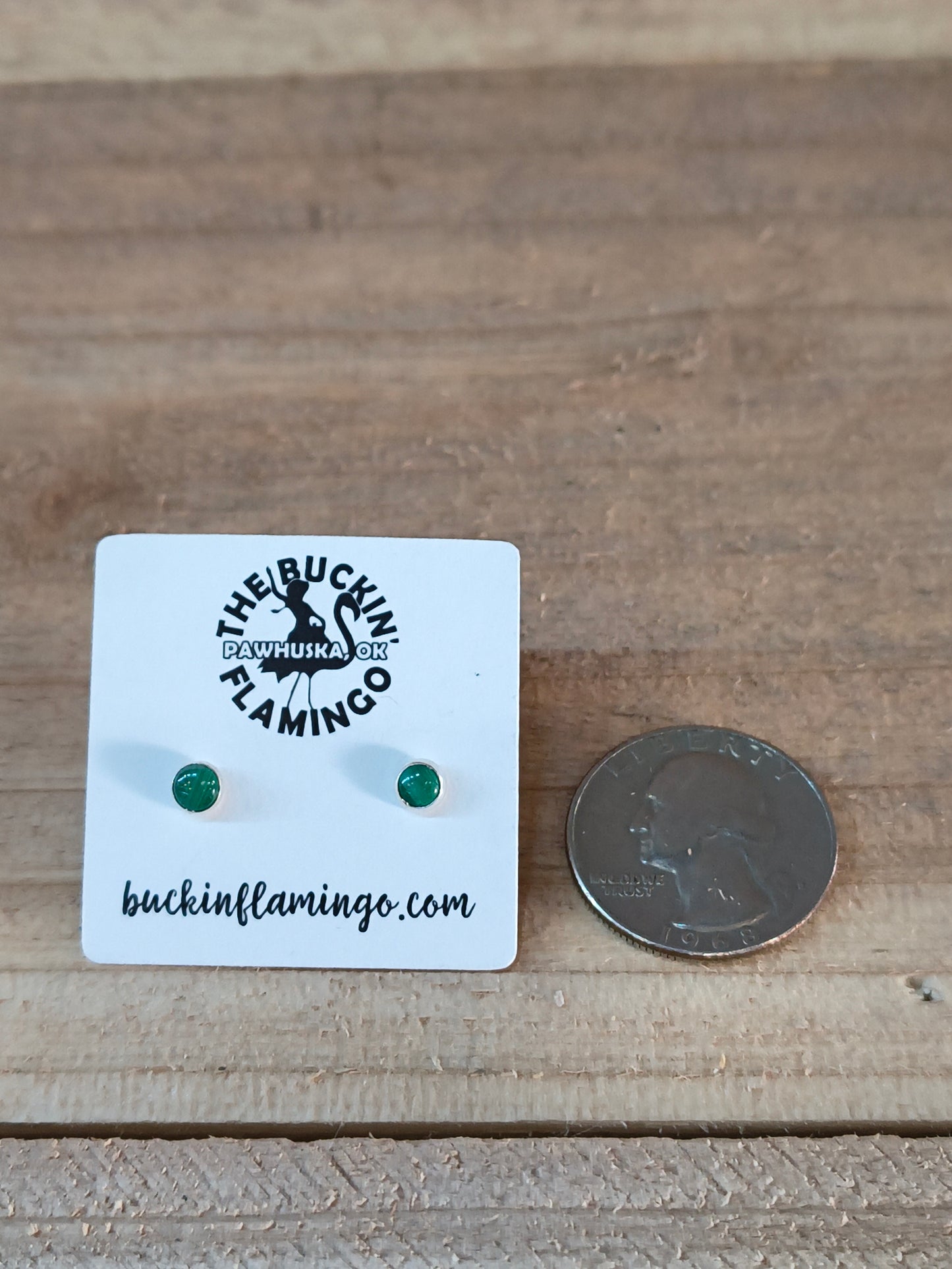 Dainty Small Malachite 4.5 mm Post Earrings