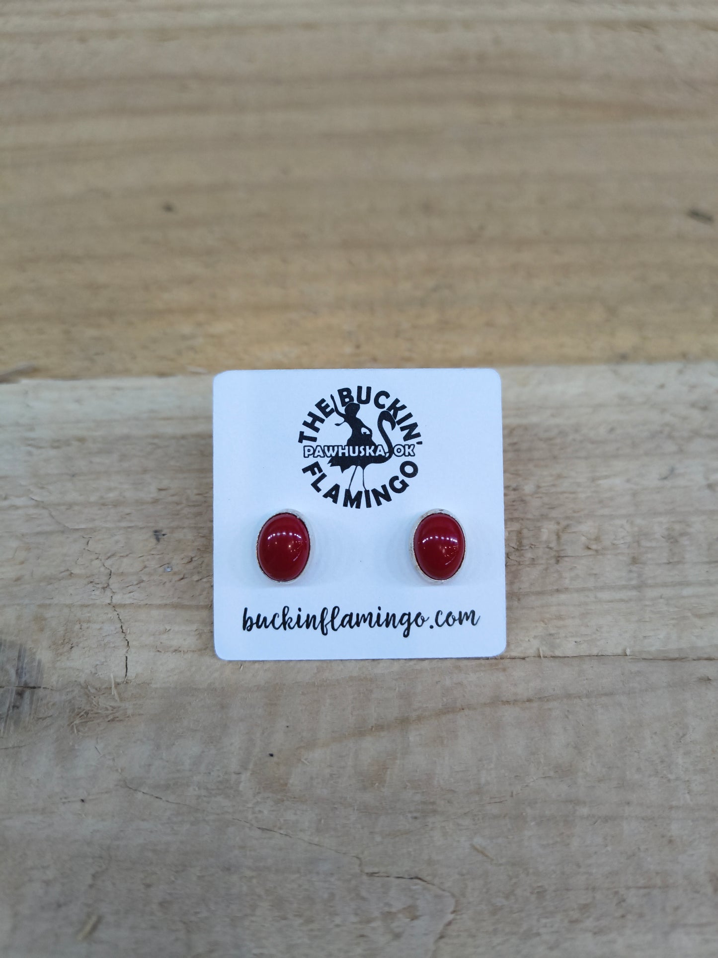 7.5 Coral Oval Post Earrings