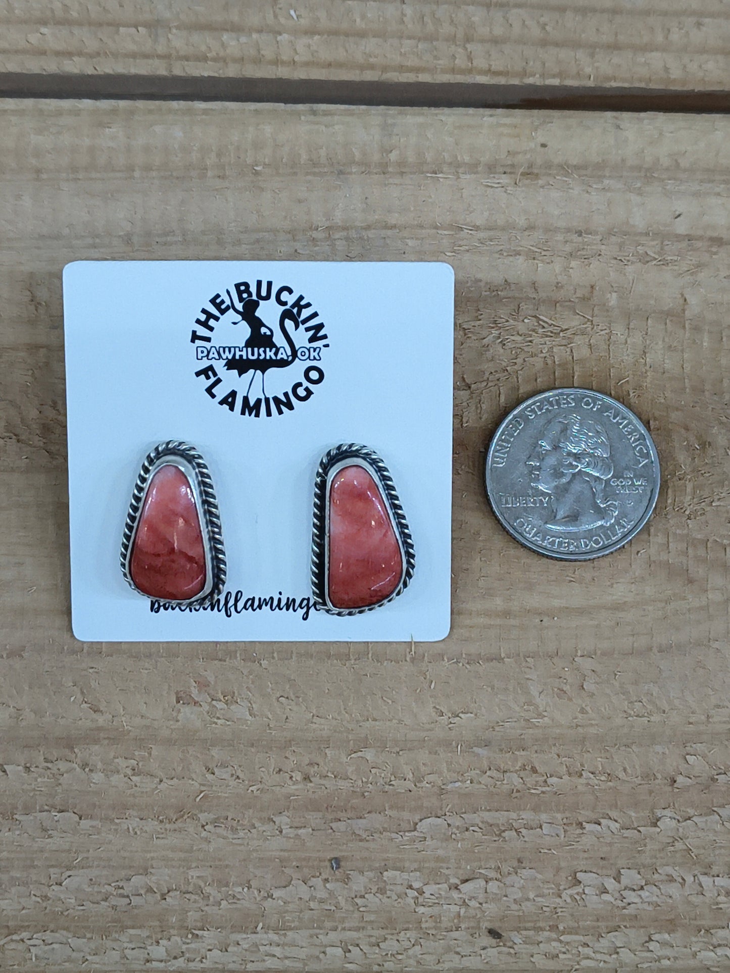Spiny Oyster Shell Post Earrings by Chassity Belone, Navajo