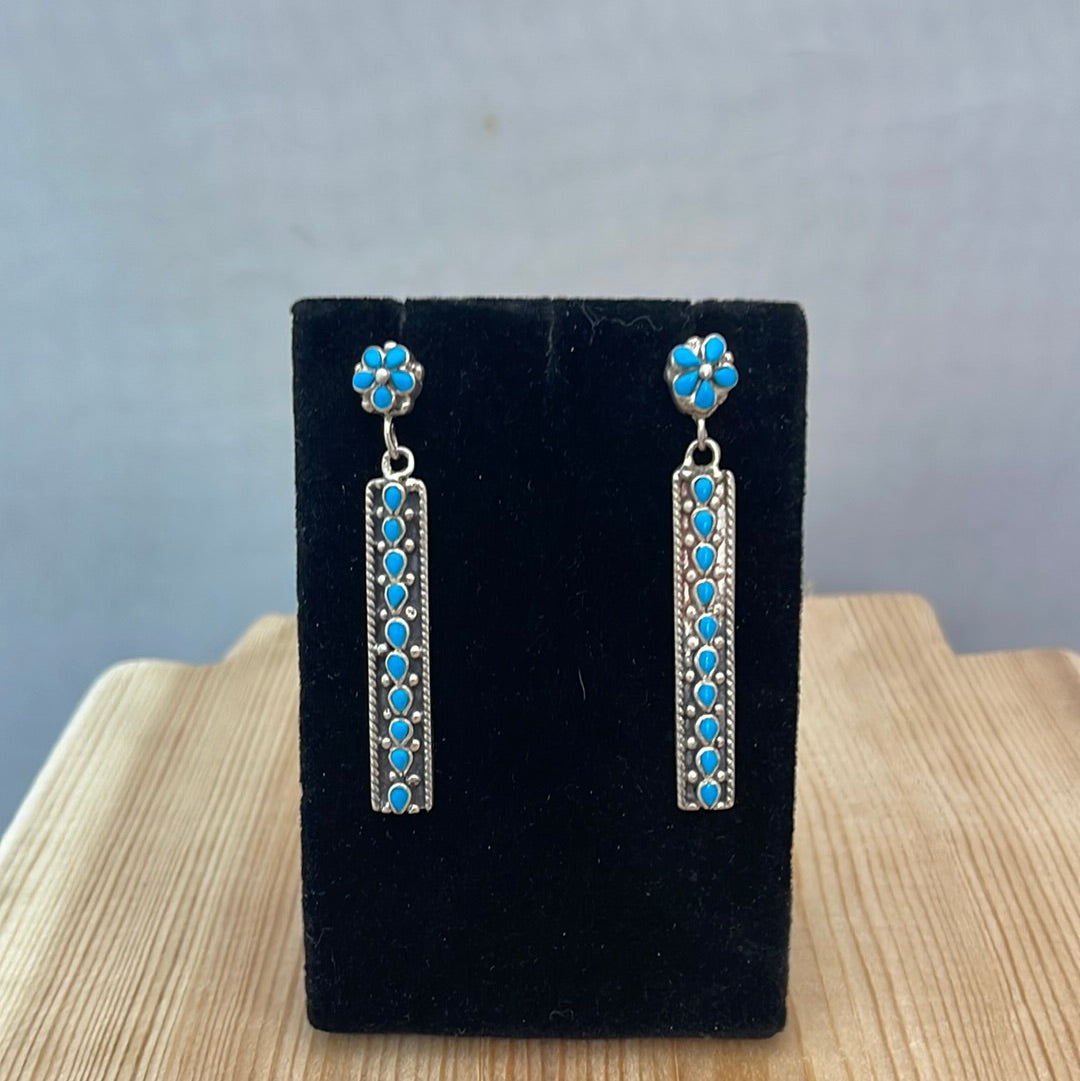 Sleeping Beauty Turquoise Bar Post Dangle Earrings