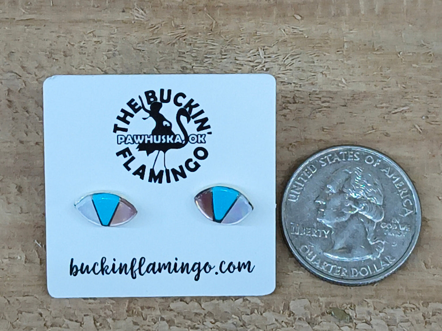 Inlay Fan Post Earrings, Zuni Made