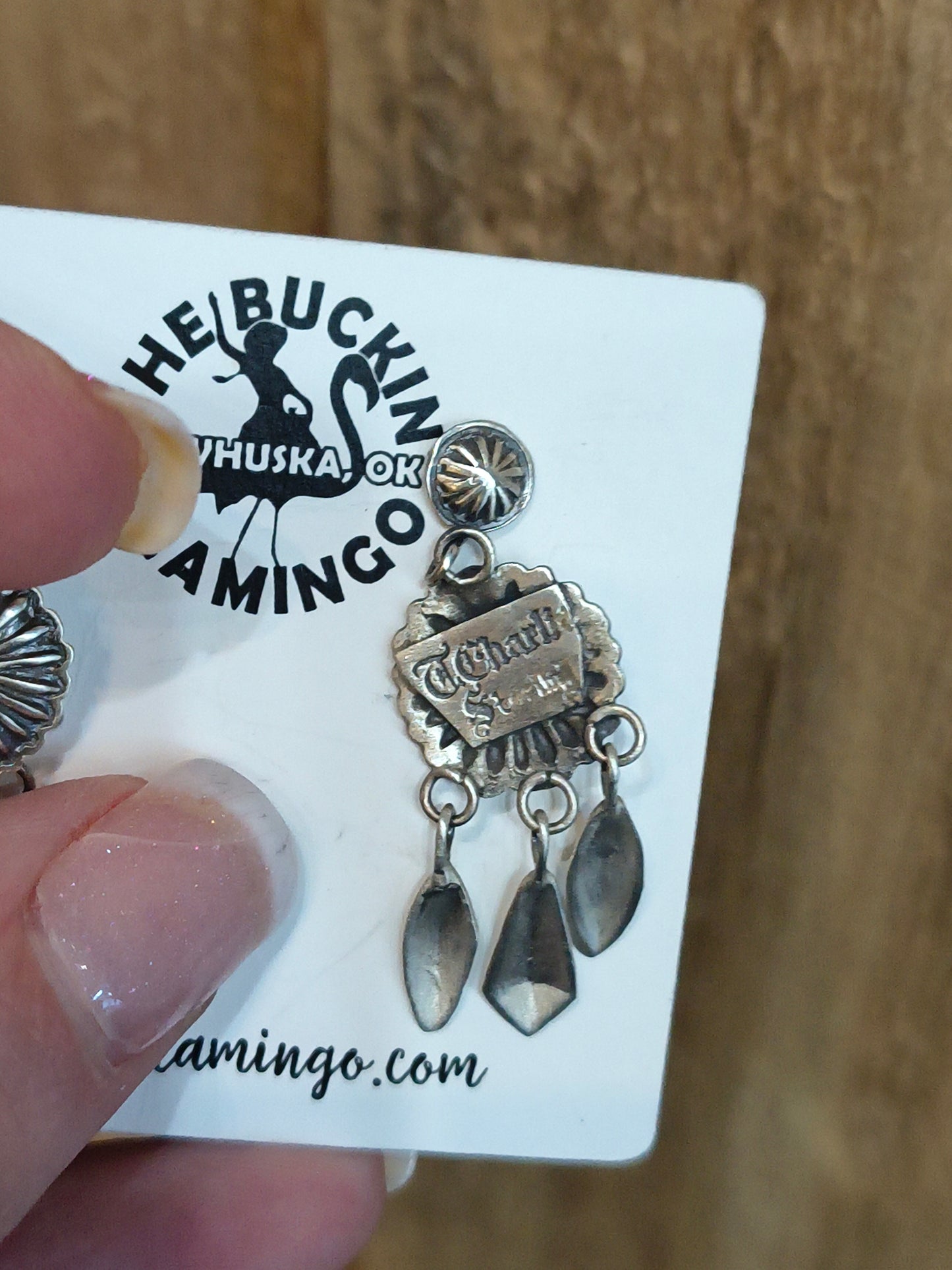 Mini Concho Post Dangle Earrings by Terry Charlie, Navajo