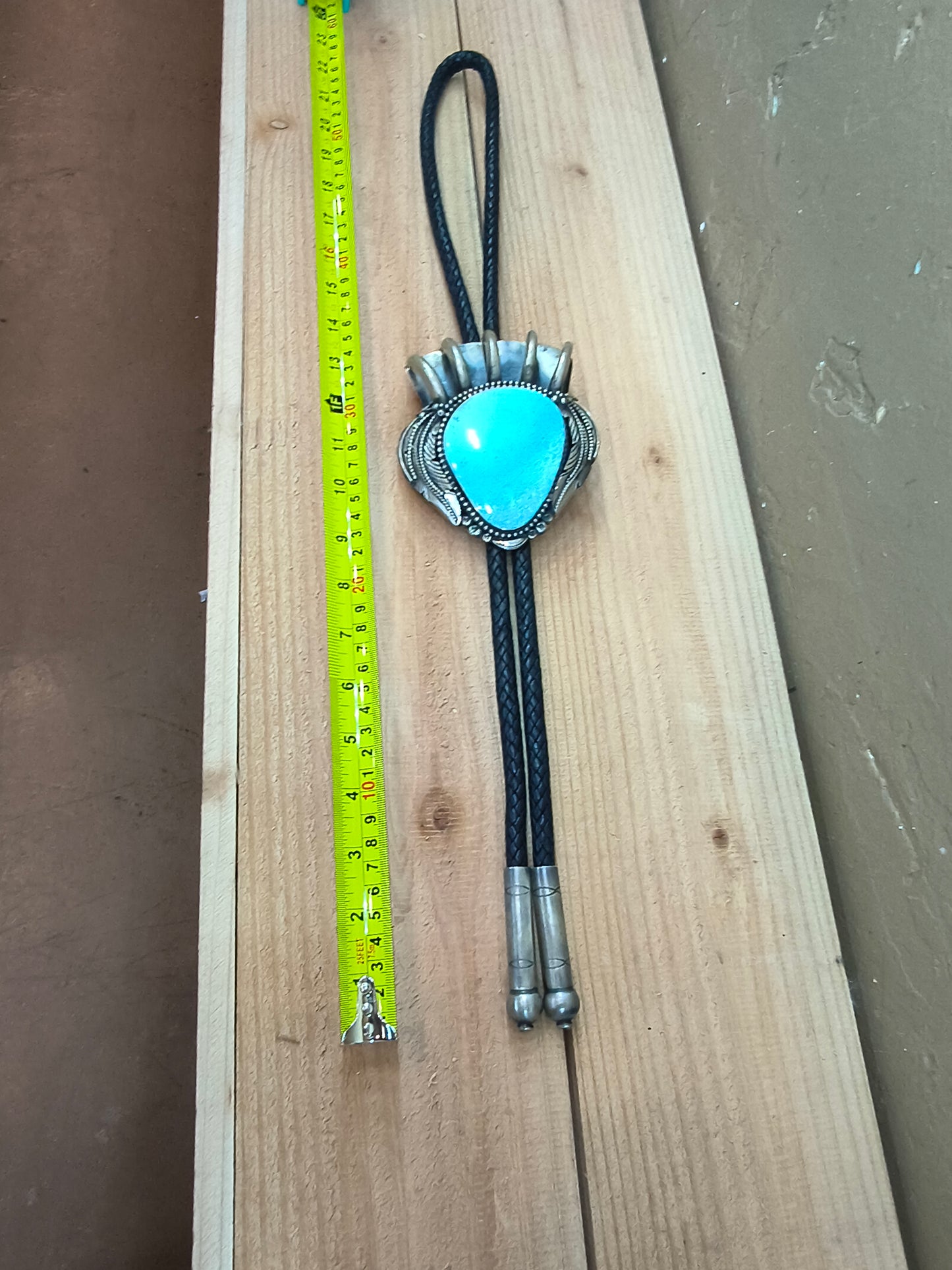 Bear Claw Heavy Silver Bolo with Turquoise by Zia, Navajo