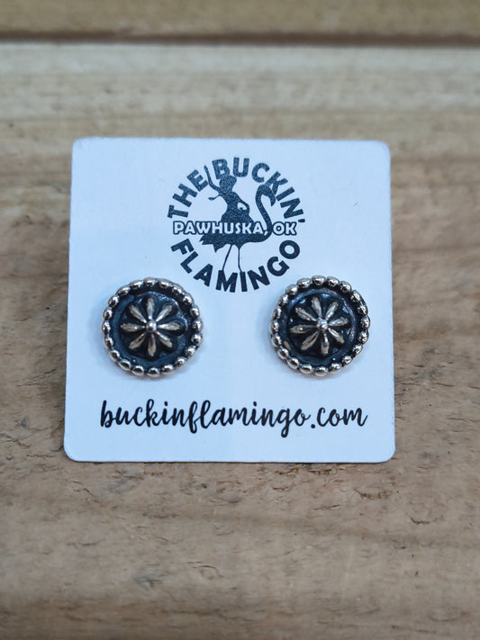 11.5 mm Star Silver Concho Earrings