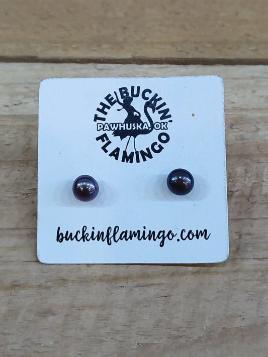 5mm Freshwater Peacock Pearl Post Earrings
