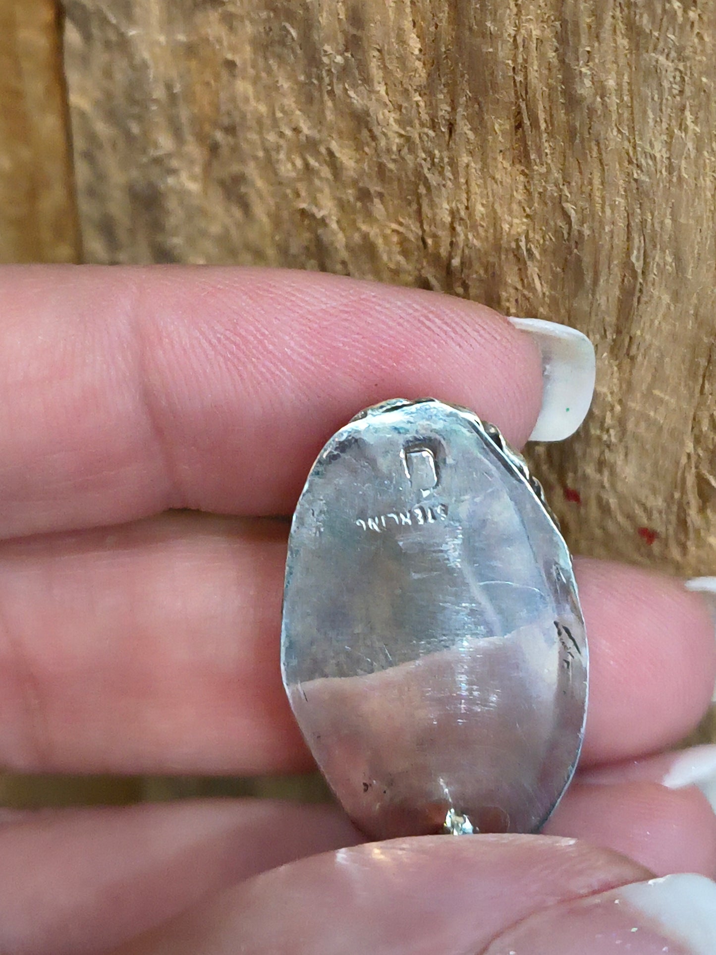 White Buffalo Oval Post Earrings by Mike Dedman, Navajo
