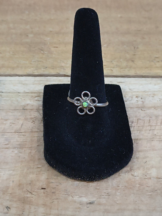 7.5 Tiny Opal Flower Ring