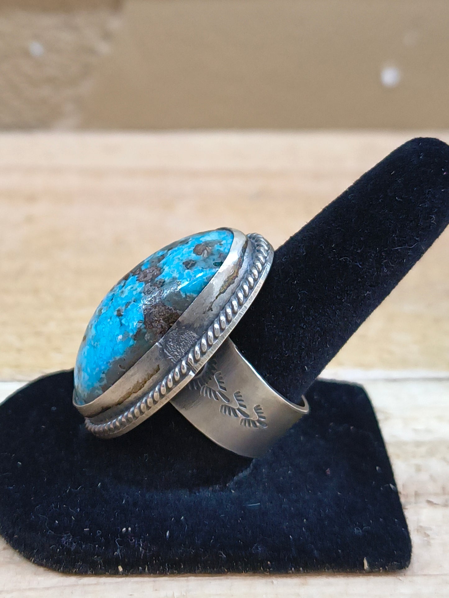 7.0 Persian Turquoise Ring By John Nelson, Navajo