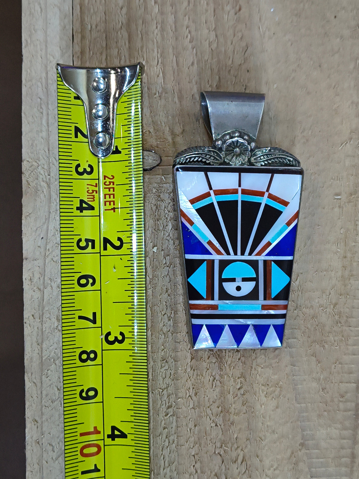Multi Stone Inlay Pendant with an 8.4mm Bail by Rick and Lucy Vacit, Zuni