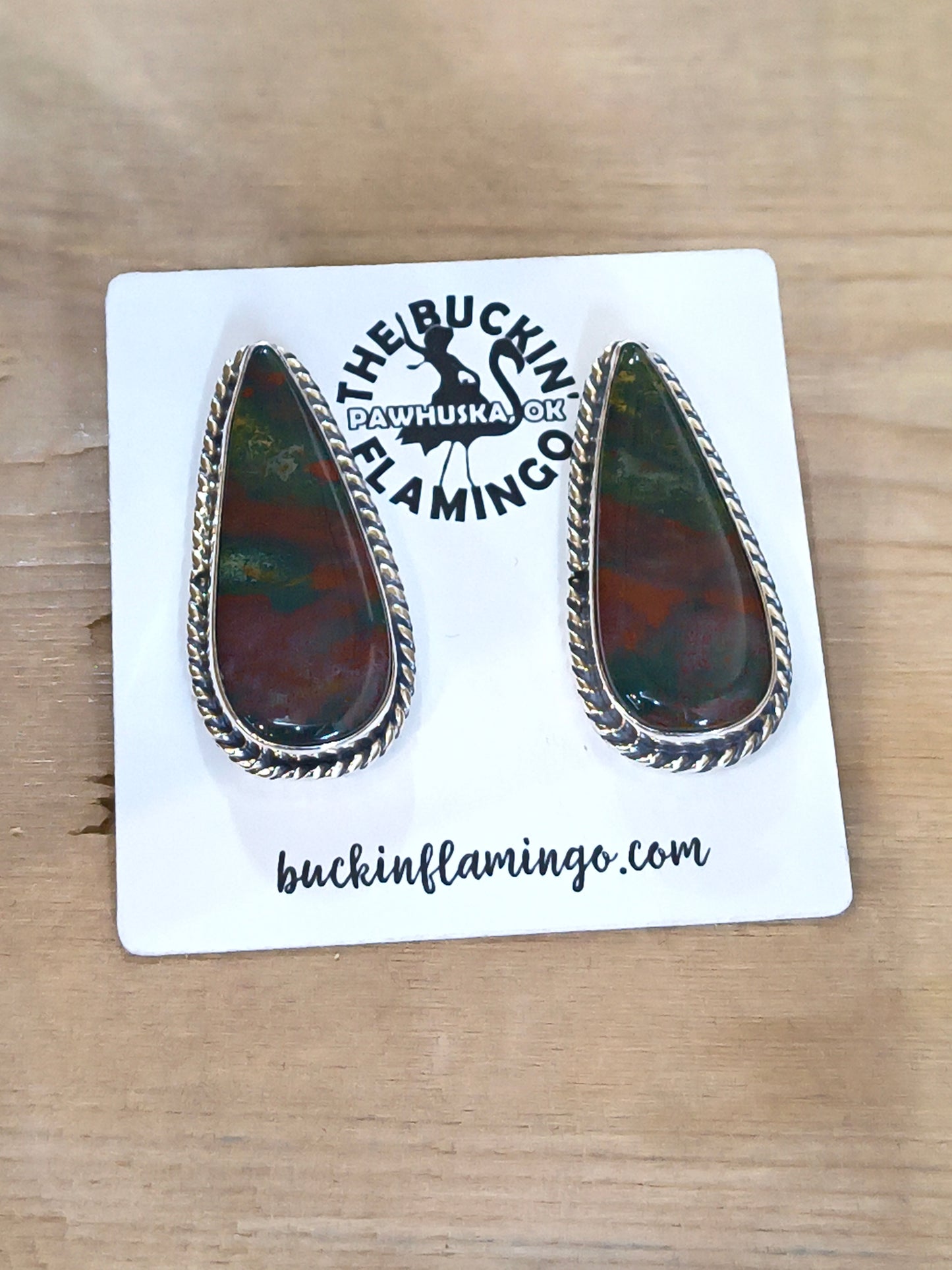 Bloodstone Teardrop Post Earring by Shirley Henry, Navajo