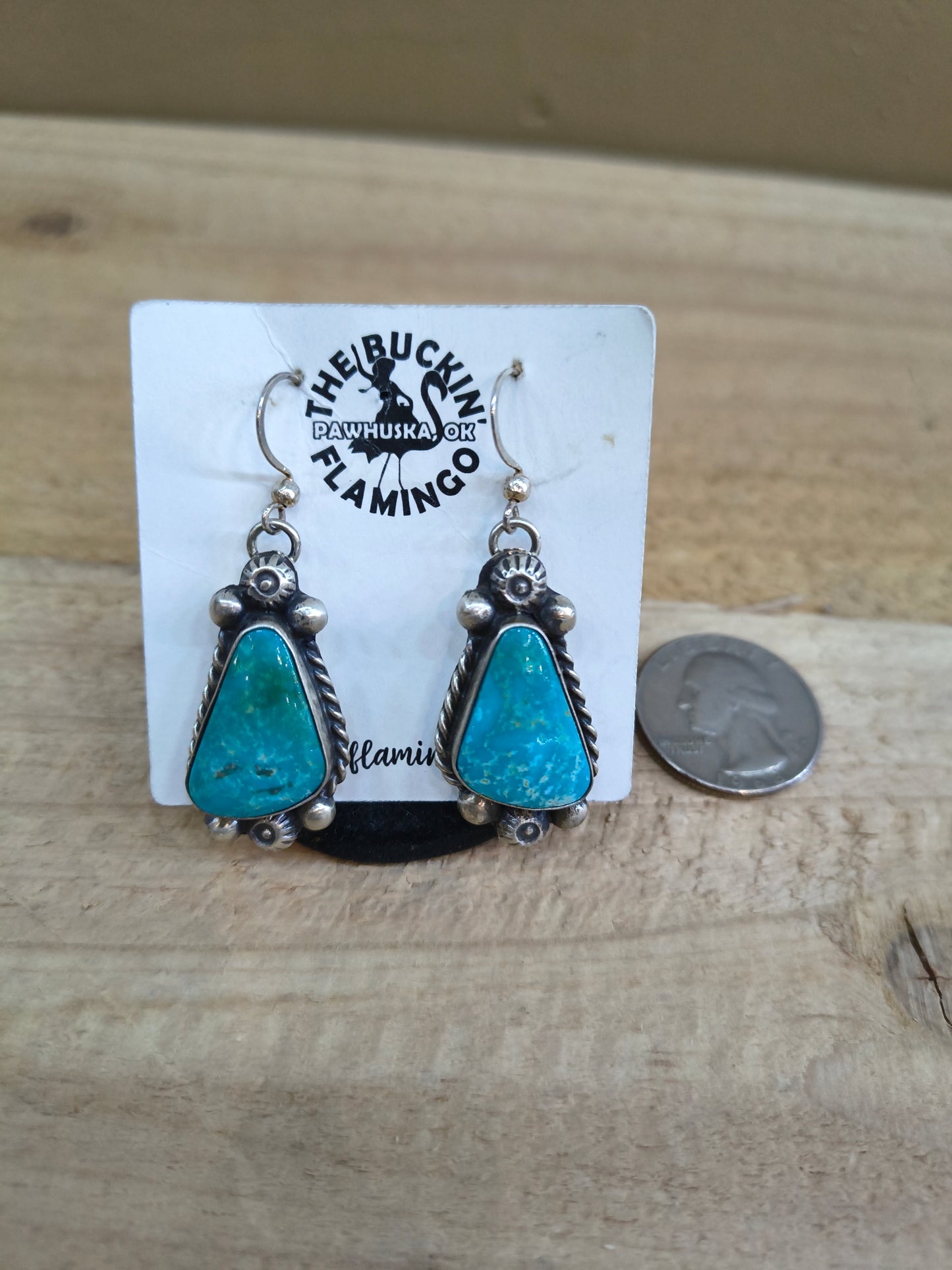 Kingman Turquoise Dangle Earrings by Augustine Largo, Navajo