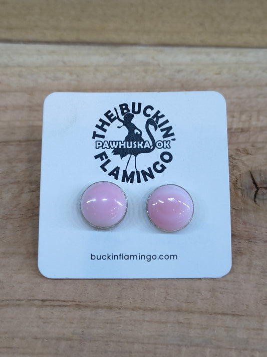 Pink Conch 12mm Round Post Earrings