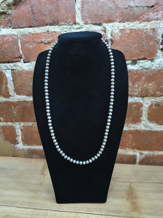 22” 6mm Navajo Style Pearl Necklace Strung by Louise Joe, Navajo