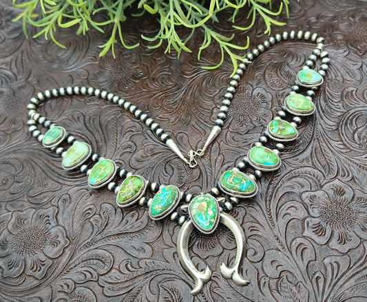 20" Sonoran Gold Squash Blossom by Tom Yazzie, Navajo