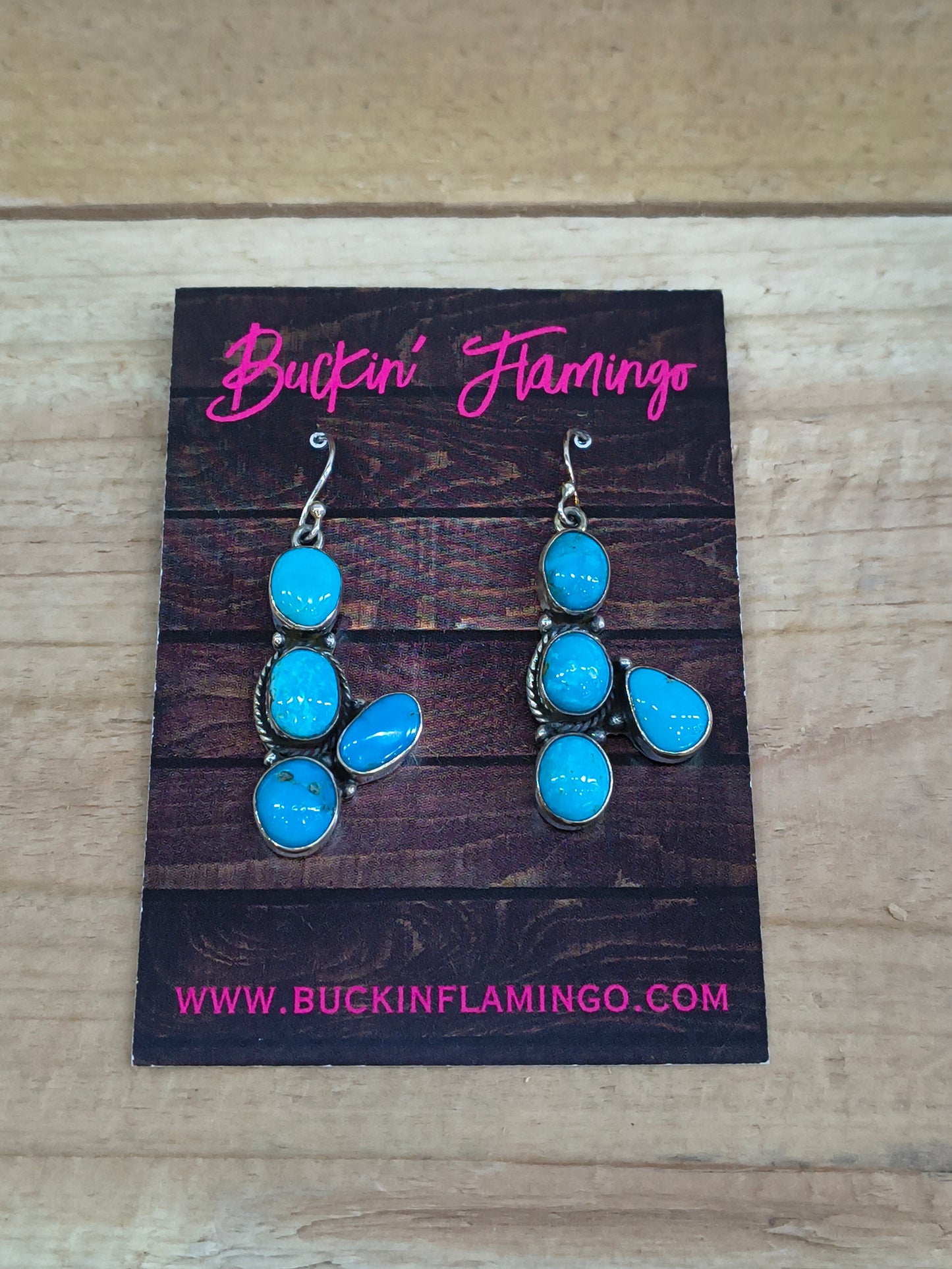 Sleeping Beauty Cactus Rope and Smooth Setting Earrings
