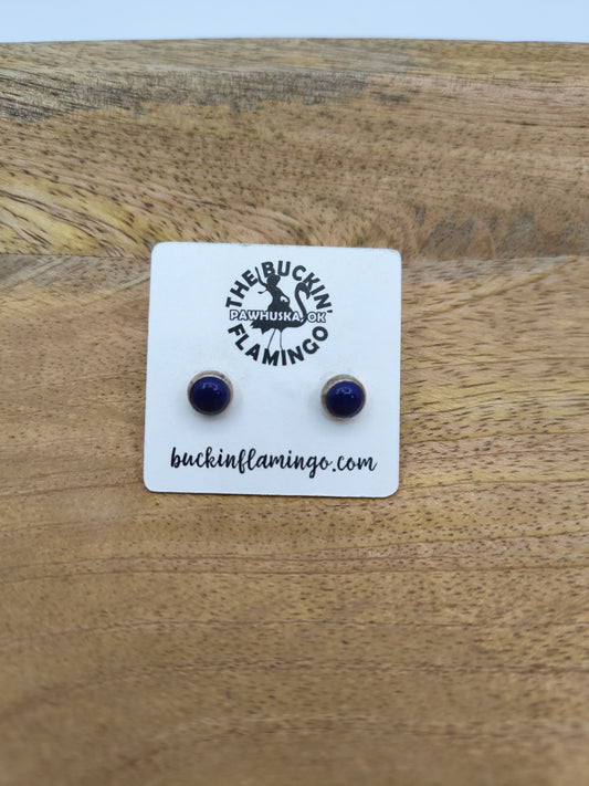 Blue Lapis 6.5 mm Post Earrings