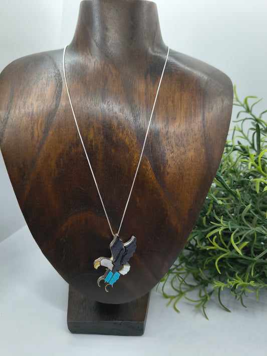 Inlay Eagle in Pin/Pendant on 18" Chain