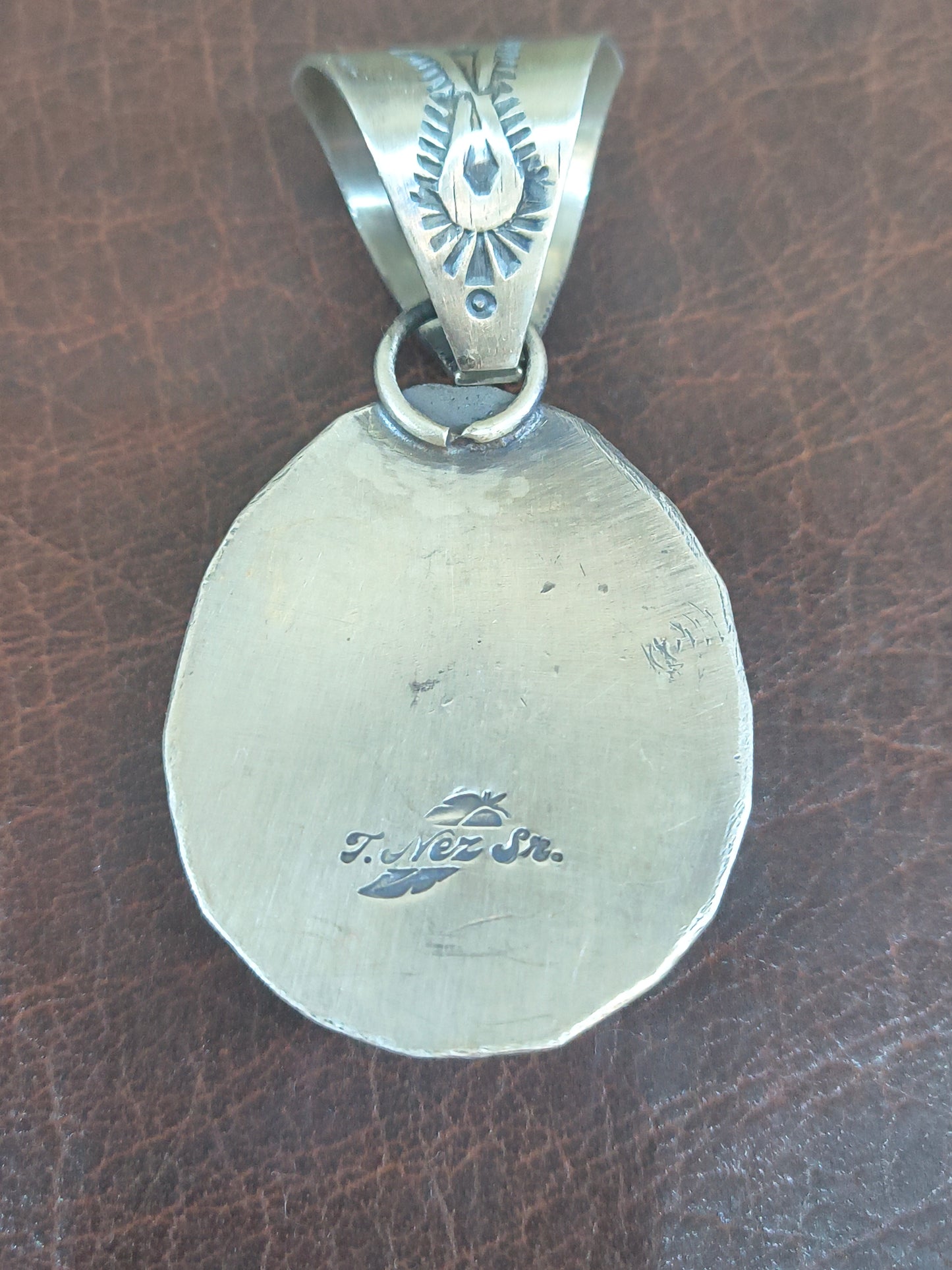 Cripple Creek Turquoise Pendant 13.5mm Bail by T Nez Sr., Navajo