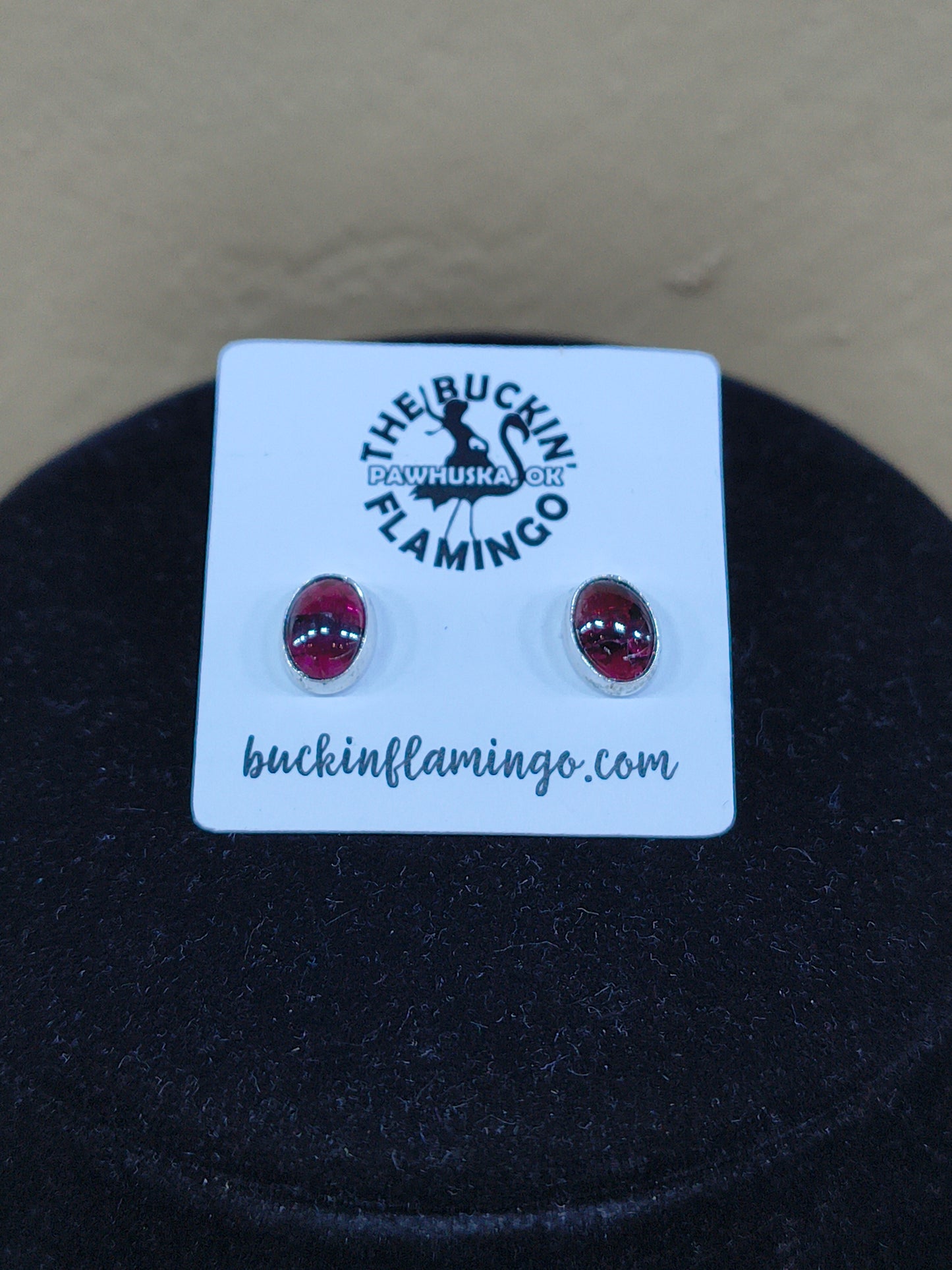 6.5 mm Oval Garnet Post Earrings