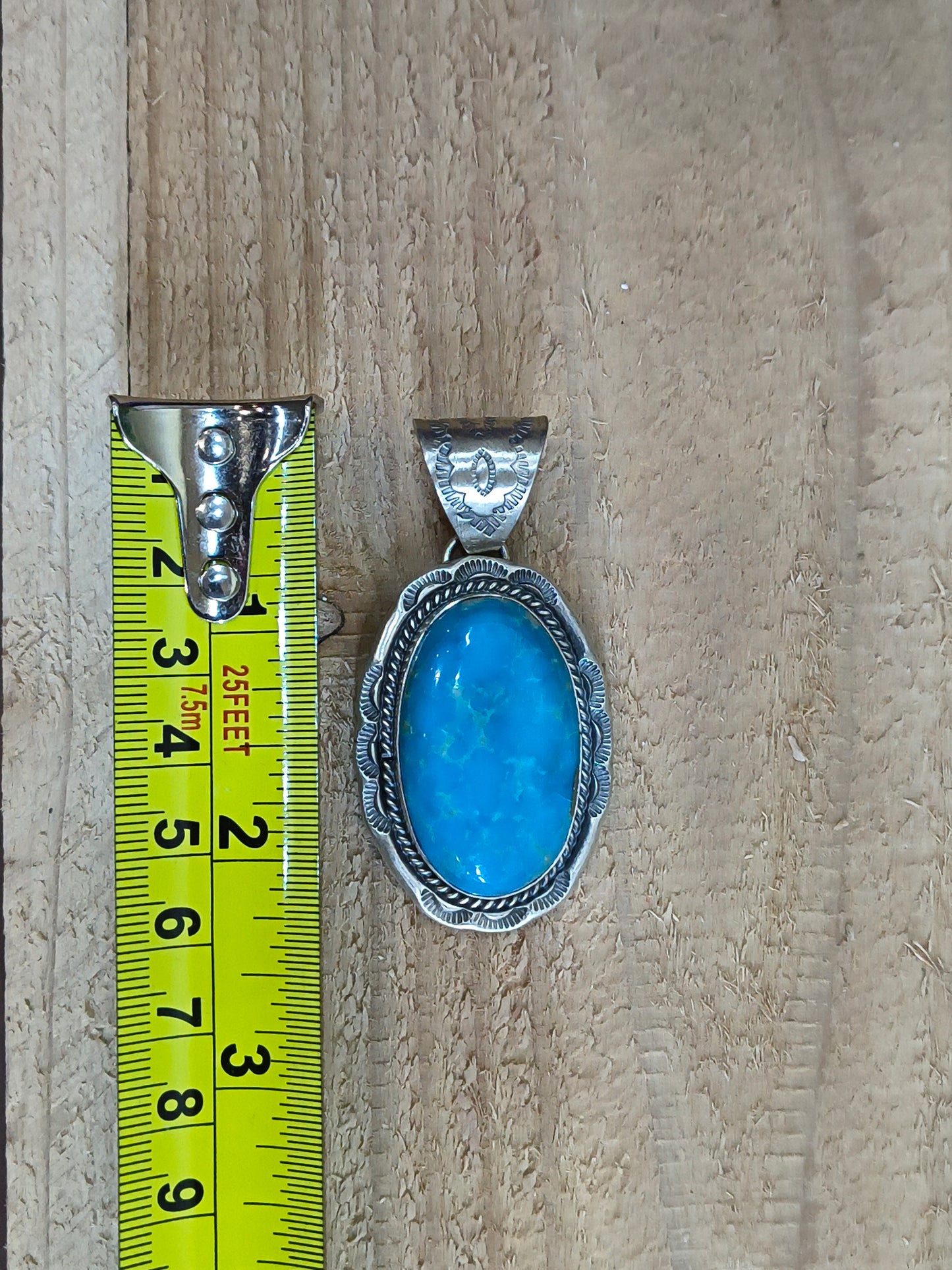 Turquoise Oval Pendant with a 10mm Bale by John Nelson, Navajo