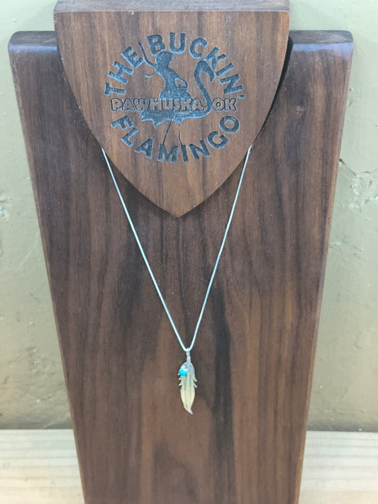 18" Feather Turquoise Necklace by Louise Joe, Navajo